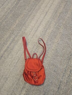 Diane von Furstenberg DVF Orange Satin Mini Backpack Vintage Aesthetic Rucksack